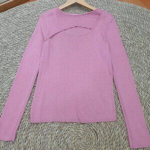 Dusty Pink Square Neck Layered Ribbed Knit Top 🌸